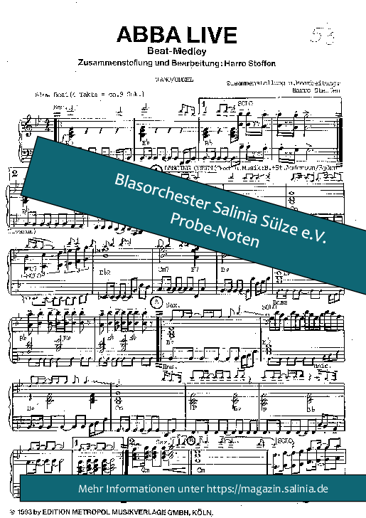 Abba Live Partitur Blasorchesternoten Vorschau