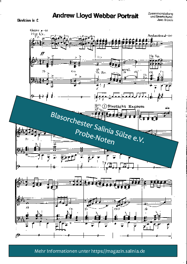 Andrew Lloyd Webber Portrait Partitur Blasorchesternoten Vorschau