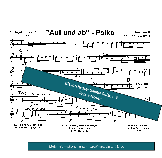 Auf und Ab Polka Flügelhorn Blasorchesternoten Vorschau