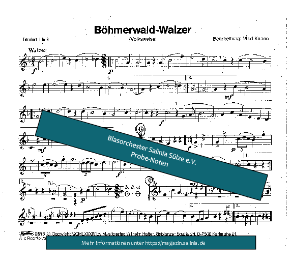 Böhmerwald Walzer Tenorhorn, Bariton, Euphonium Blasorchesternoten Vorschau