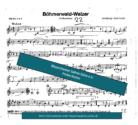 Böhmerwald Walzer Flügelhorn Blasorchesternoten Vorschau
