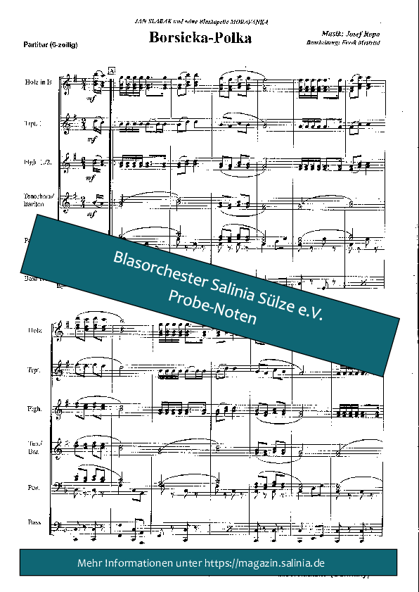 Borsicka Polka Partitur Blasorchesternoten Vorschau