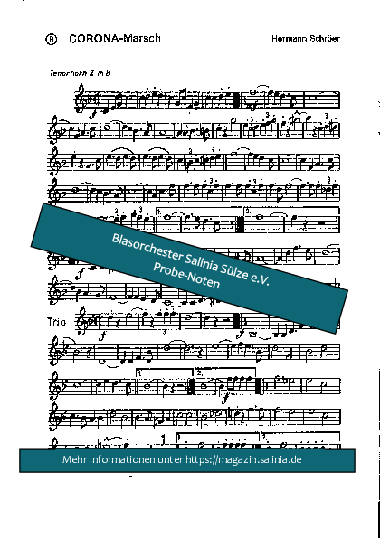 Corona-Marsch Tenorhorn, Bariton, Euphonium Blasorchesternoten Vorschau