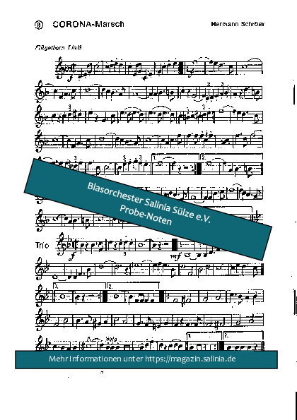 Corona-Marsch Flügelhorn Blasorchesternoten Vorschau