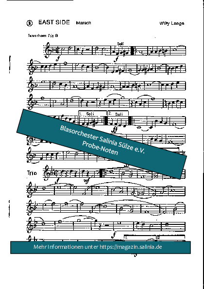 East Side  Tenorhorn, Bariton, Euphonium Blasorchesternoten Vorschau
