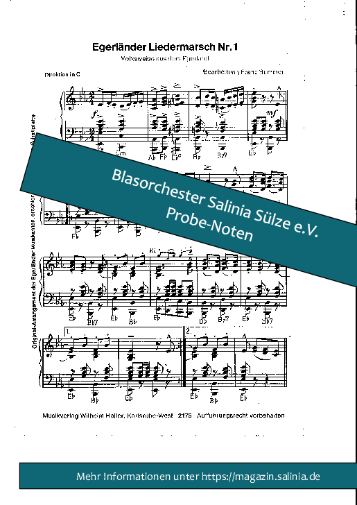 Egerländer Liedermarsch Nr. 1 Partitur Blasorchesternoten Vorschau