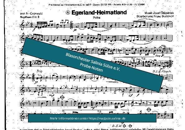 Egerland Heimatland Flügelhorn Blasorchesternoten Vorschau