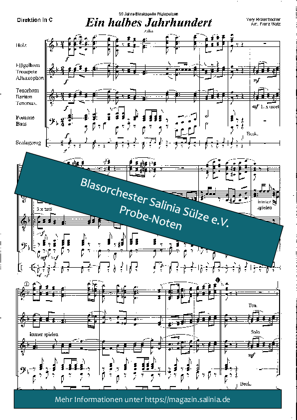 Ein halbes Jahrhundert Partitur Blasorchesternoten Vorschau