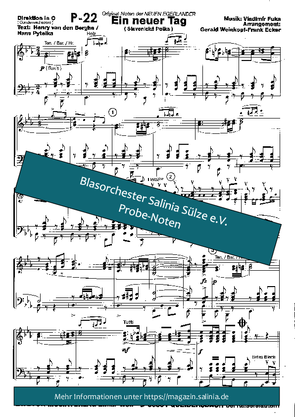 Ein neuer Tag  Partitur Blasorchesternoten Vorschau