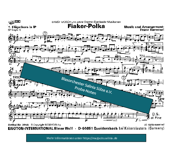 Fiaker-Polka Flügelhorn Blasorchesternoten Vorschau