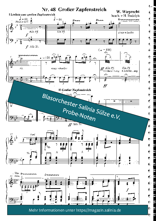 Großer Zapfenstreich Partitur Blasorchesternoten Vorschau