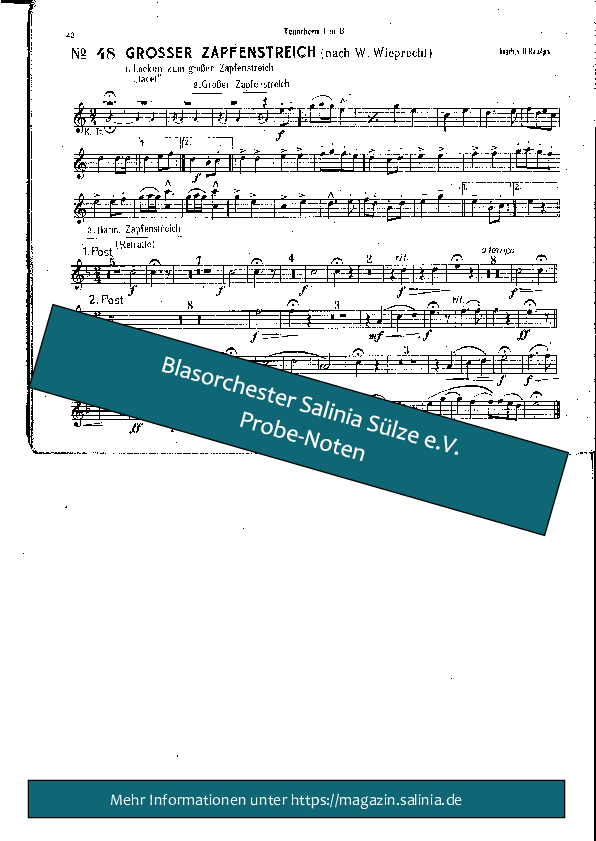 Großer Zapfenstreich Tenorhorn, Bariton, Euphonium Blasorchesternoten Vorschau