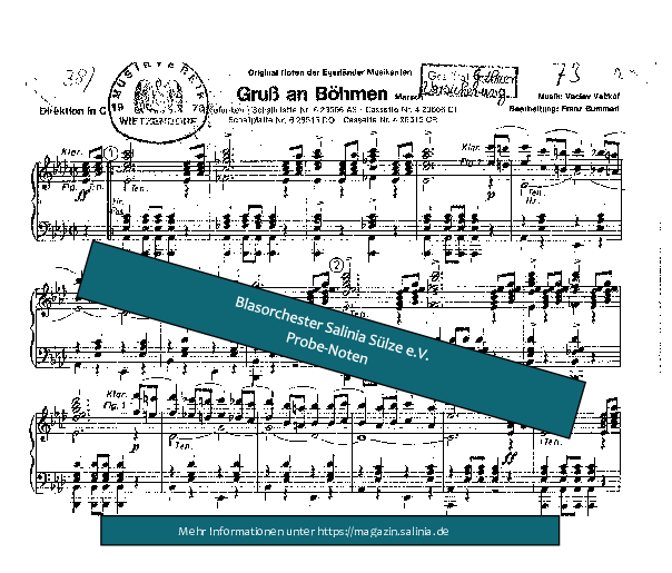 Gruß an Böhmen Partitur Blasorchesternoten Vorschau
