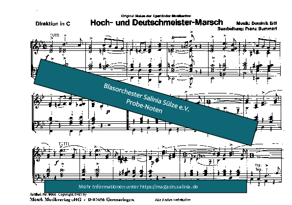 Hoch- und Deutschmeister-Marsch Partitur Blasorchesternoten Vorschau