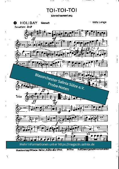 Holiday Tenorhorn, Bariton, Euphonium Blasorchesternoten Vorschau