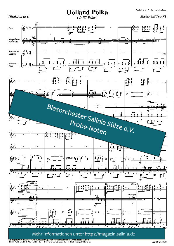 Holland Polka Partitur Blasorchesternoten Vorschau
