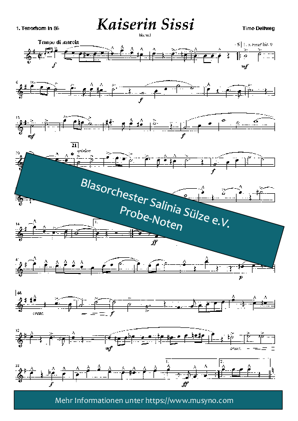 Kaiserin Sissi Marsch Tenorhorn, Bariton, Euphonium Blasorchesternoten Vorschau