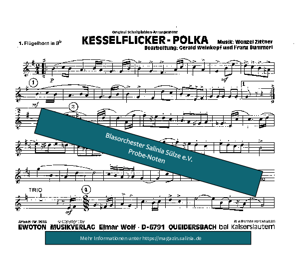 Kesselflicker-Polka Flügelhorn Blasorchesternoten Vorschau