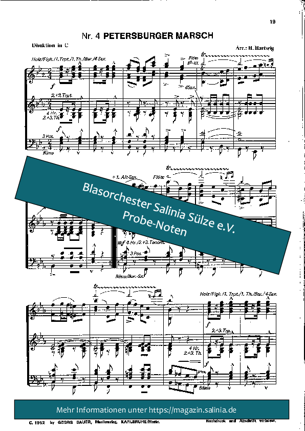 Petersburger Marsch Partitur Blasorchesternoten Vorschau