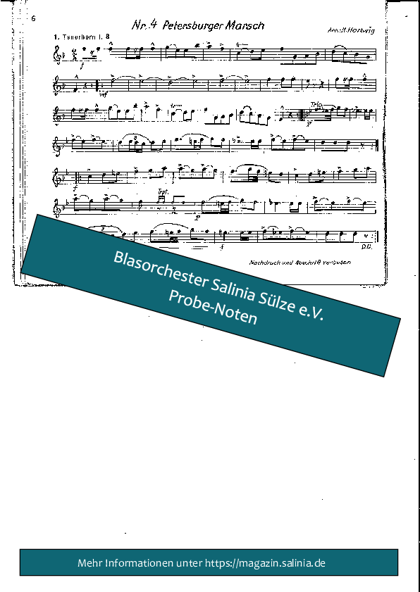 Petersburger Marsch Tenorhorn, Bariton, Euphonium Blasorchesternoten Vorschau