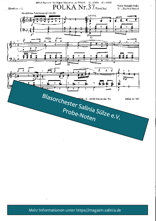 Polka Nr. 37 Partitur Blasorchesternoten Vorschau