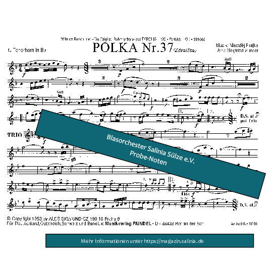 Polka Nr. 37 Tenorhorn, Bariton, Euphonium Blasorchesternoten Vorschau