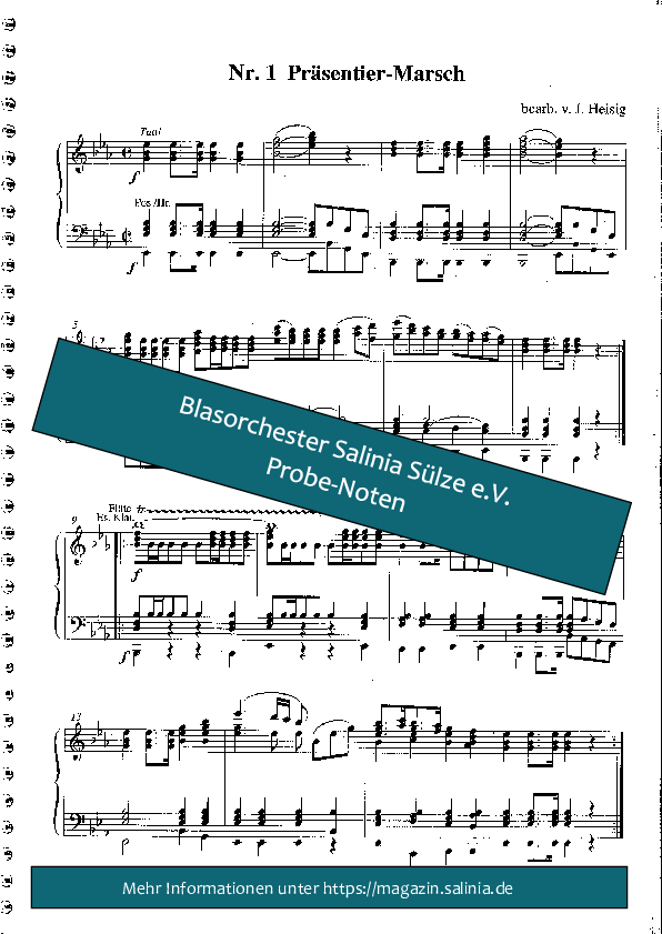 Präsentiermarsch Partitur Blasorchesternoten Vorschau