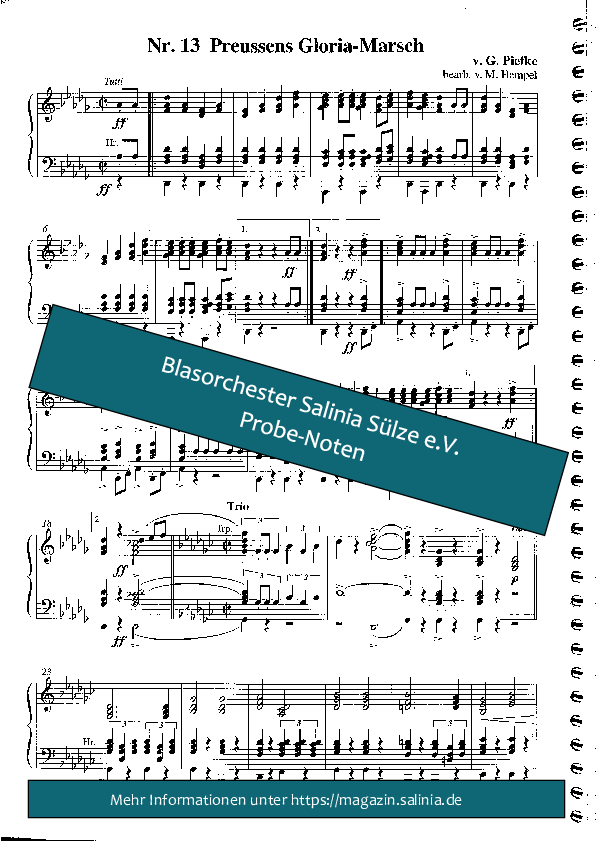 Preußens Gloria Partitur Blasorchesternoten Vorschau