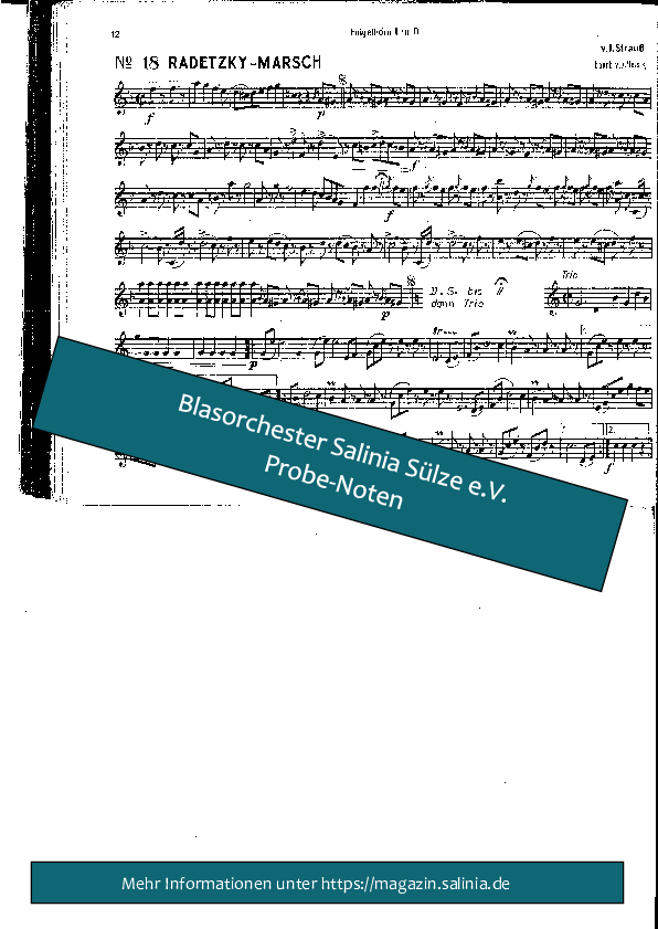 Radetzky-Marsch Flügelhorn Blasorchesternoten Vorschau