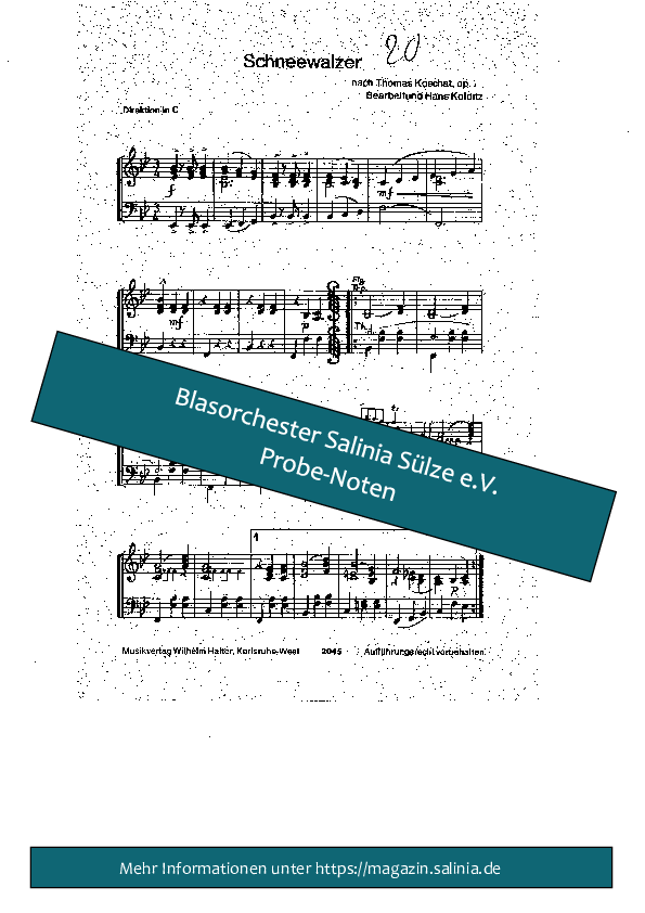Schneewalzer Partitur Blasorchesternoten Vorschau