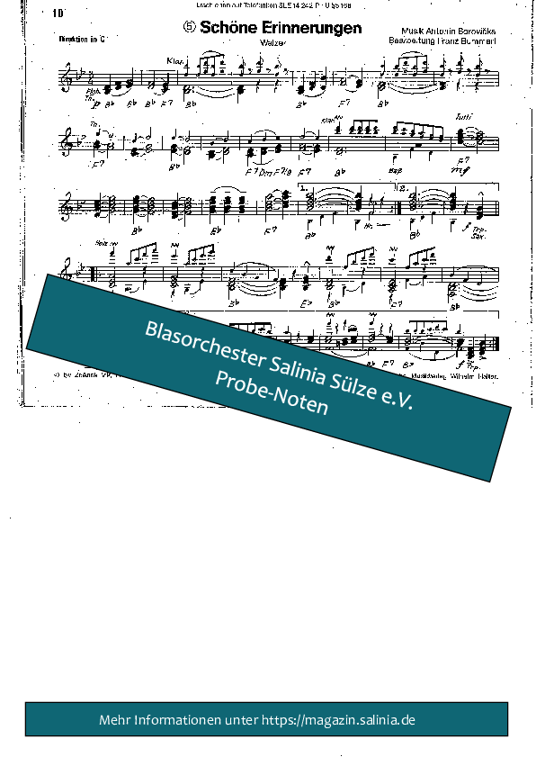 Schöne Erinnerungen Partitur Blasorchesternoten Vorschau