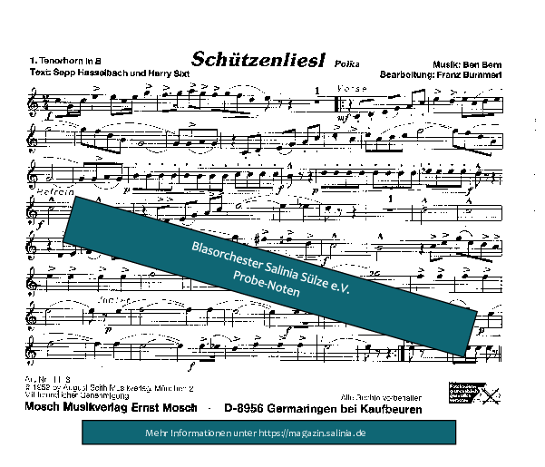 Schützenliesl arr. Bummerl Tenorhorn, Bariton, Euphonium Blasorchesternoten Vorschau
