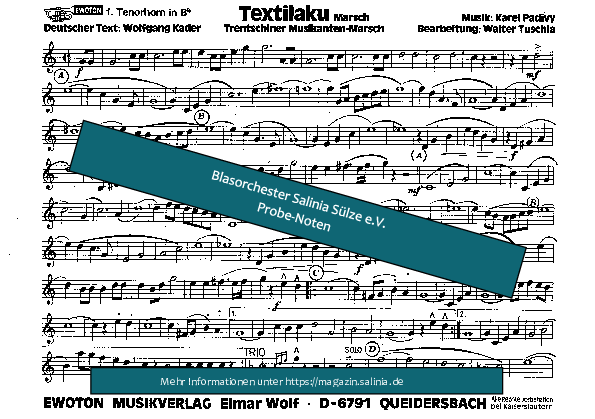 Textilaku Tenorhorn, Bariton, Euphonium Blasorchesternoten Vorschau