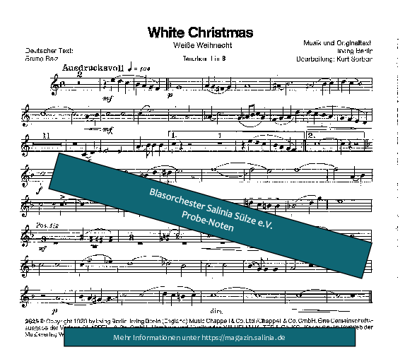 White Christmas Tenorhorn, Bariton, Euphonium Blasorchesternoten Vorschau