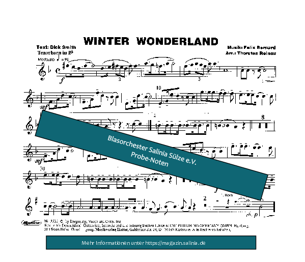Winter Wonderland Tenorhorn, Bariton, Euphonium Blasorchesternoten Vorschau