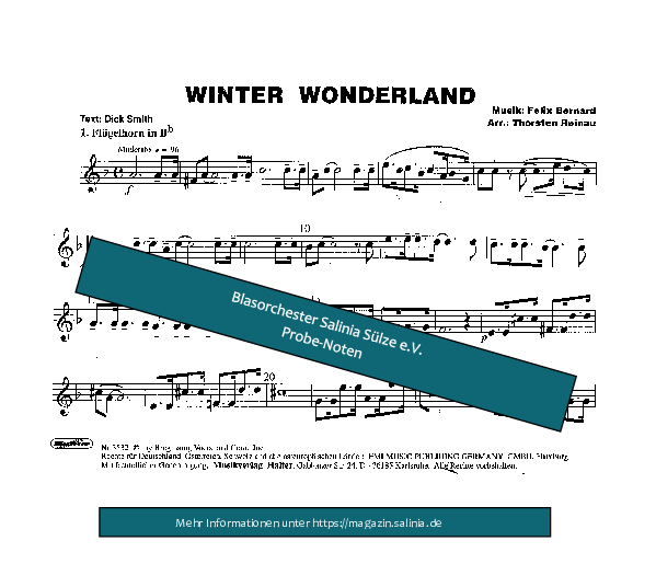Winter Wonderland Flügelhorn Blasorchesternoten Vorschau
