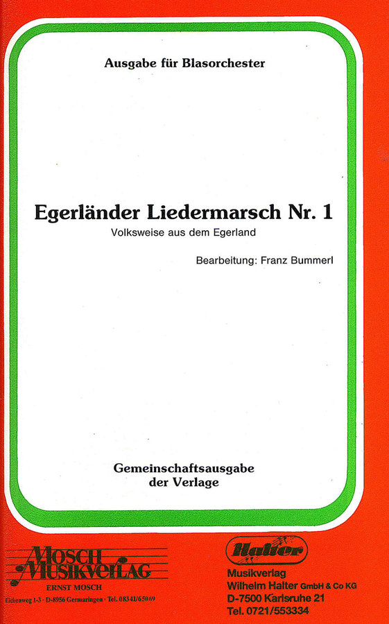 Blasorchesternoten Egerländer Liedermarsch Nr. 1 Cover