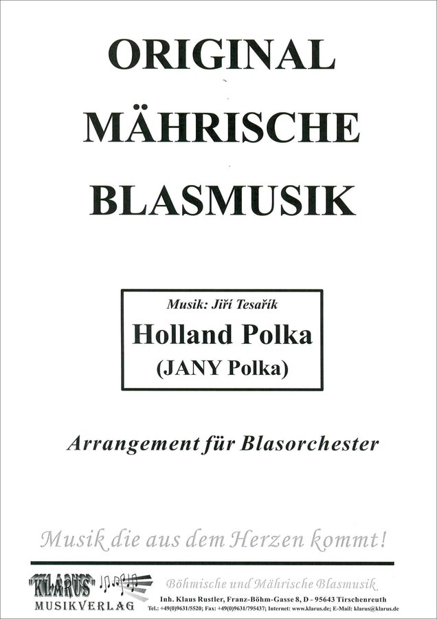 Blasorchesternoten Holland Polka Cover